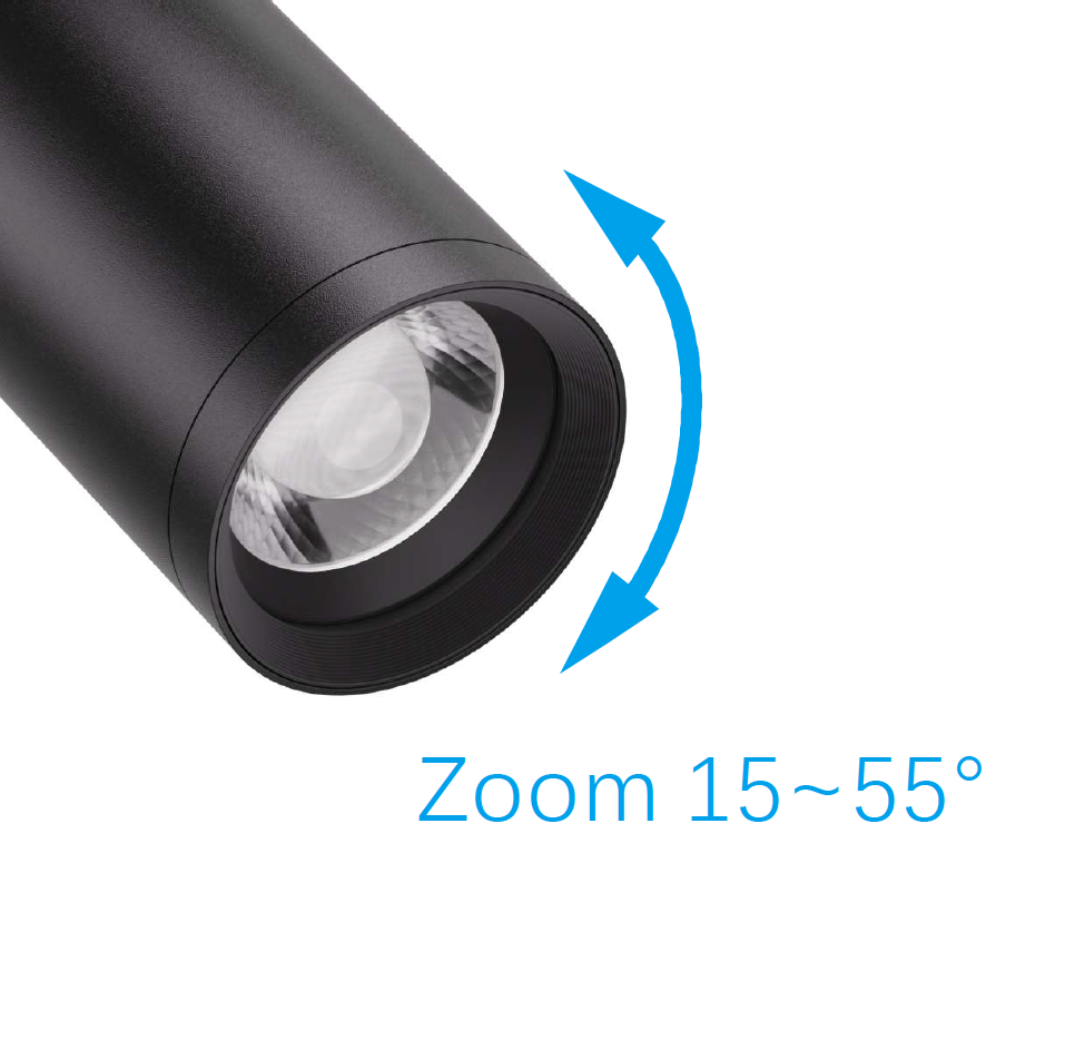 3-Phasenstrahler FlexiZoom55 Plus – zoombarer LED-Strahler in Schwarz oder Weiß