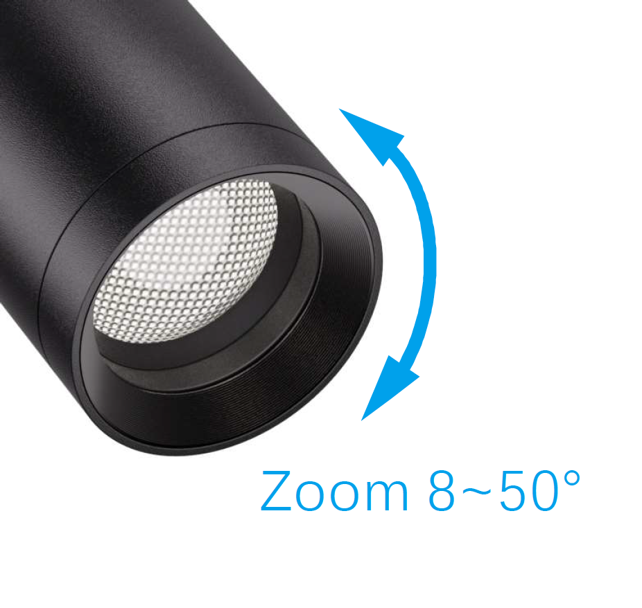 3-Phasenstrahler FlexiZoom55 Plus – zoombarer LED-Strahler in Schwarz oder Weiß