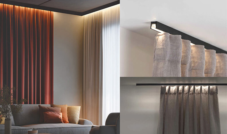 Vorhangprofile mit LED-Beleuchtung