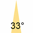 Abstrahlwinkel 33� Symbol