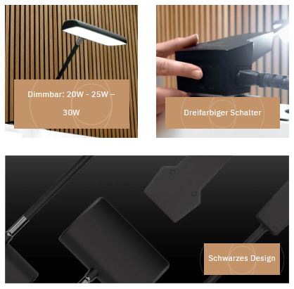 SOLA 30 Displaystrahler in Schwarz für Messestände – LED-Leuchte mit COLORswitch und POWERselect